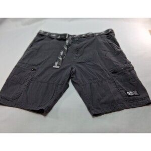 VTG Ecko Unltd Urban Cargo Shorts Slate Grey with Camo Rhino Belt Gorpcore 40